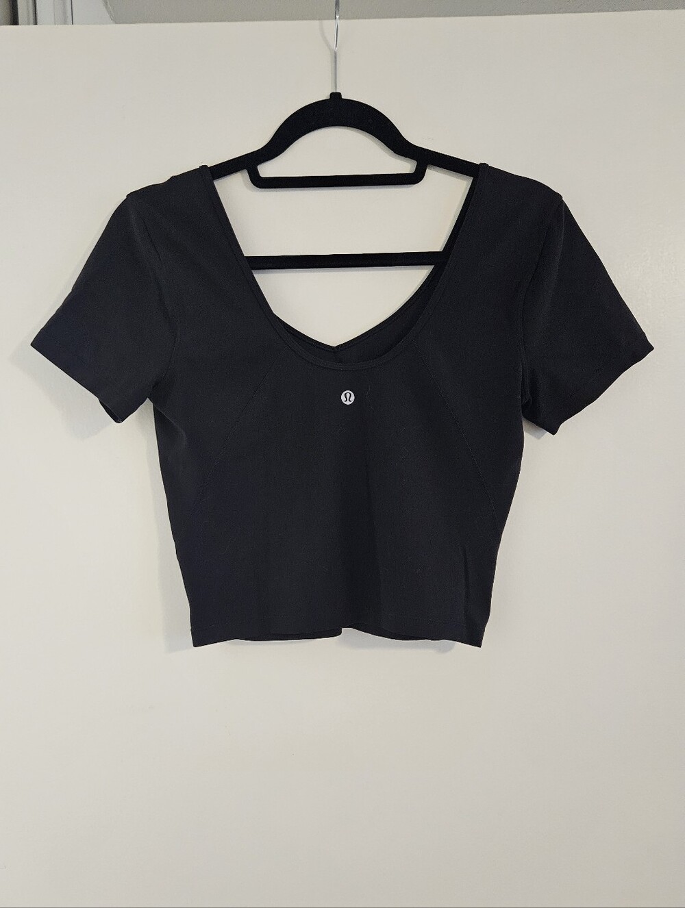lululemon athletica Black Scoop-Back Crop Tee